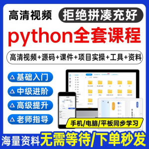 Python编程视频教程自学全套Py编程零基础入门到实战网络爬虫课程-淘宝虚拟仓